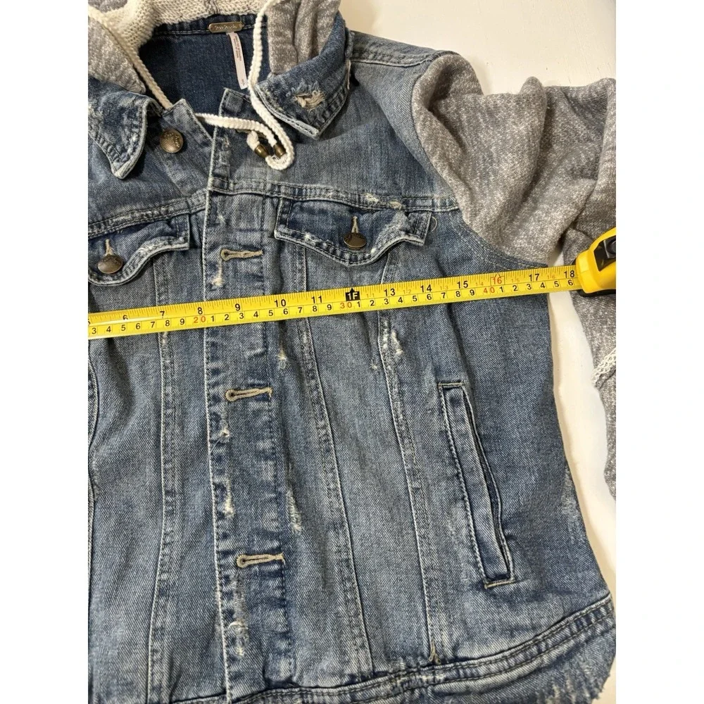 Free People Throwback Denim Jean Hoodie Jacket Sweatshirt 🌎 Women's  Small